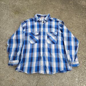 Vtg 90s CARHARTT Medium Plaid All Over Pattern Heavy Workwear Button Up Shirt XL